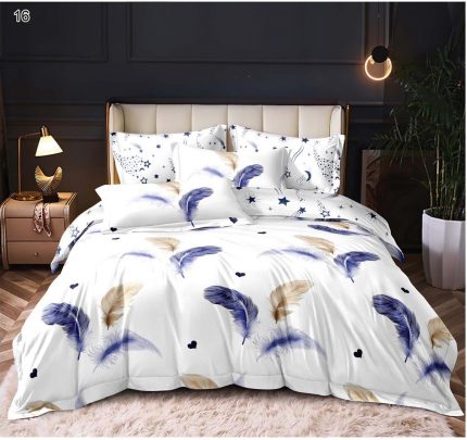 Premium Full Luxurious BedSet 6PCS Feathers and Stars Premium Bed Set