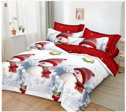 Premium Full Luxurious Bed Set 6Pcs-Christmas Snowman Premium Bed Set